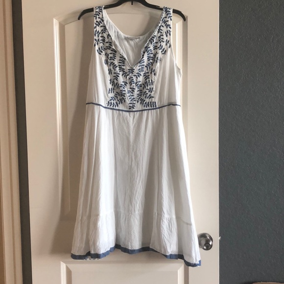 eshakti Dresses & Skirts - White with blue embroidery and trim sundress eshakti Dresses & Skirts - White with blue embroidery and trim sundress